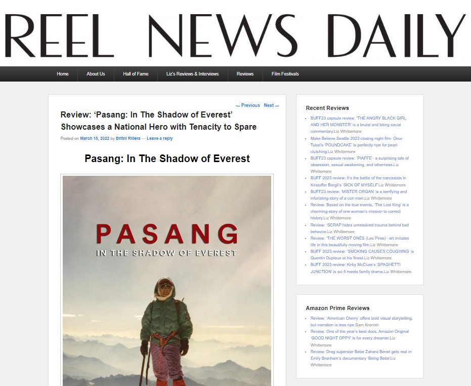 Reel News Daily published a review of Pasang: In the Shadow of Everest