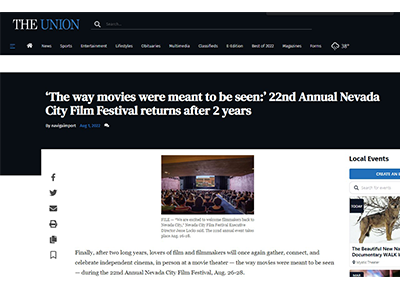 The Union published an article about the 2022 Nevada City Film Festival. Pasang: In the Shadow of Everest is an official selection. 