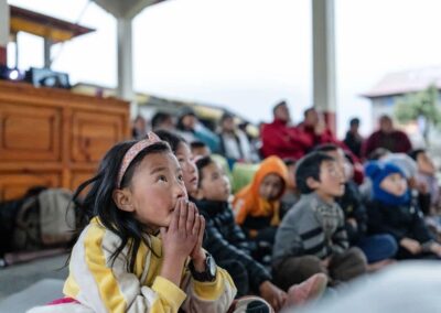 Nepalese watching a screening of Pasang: In the Shadows of Everest in Lukla, Nepal