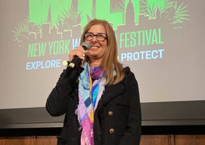 Director, Nancy Svendsen accepting the Wild Spirit Award at the 2023 New York WILD Film Festival