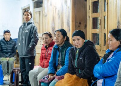 A picture from the screening of Pasang: In the Shadow of Everest at Junbesi Monastery, Junbesi, & and Phaplu Community School on May 6-7, 2023.