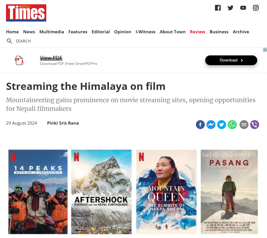 PASANG featured in Nepal Times - Streaming the Himalaya on Film